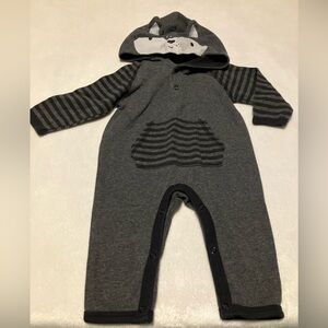 Gray Hooded Baby Fox One Piece Romper